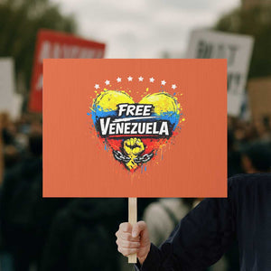 Free Venezuela Protest Sign Freedom Venezuelan Flag Hand Fist Graphic TS11 Horizontal 18" × 24" Orange Print Your Wear