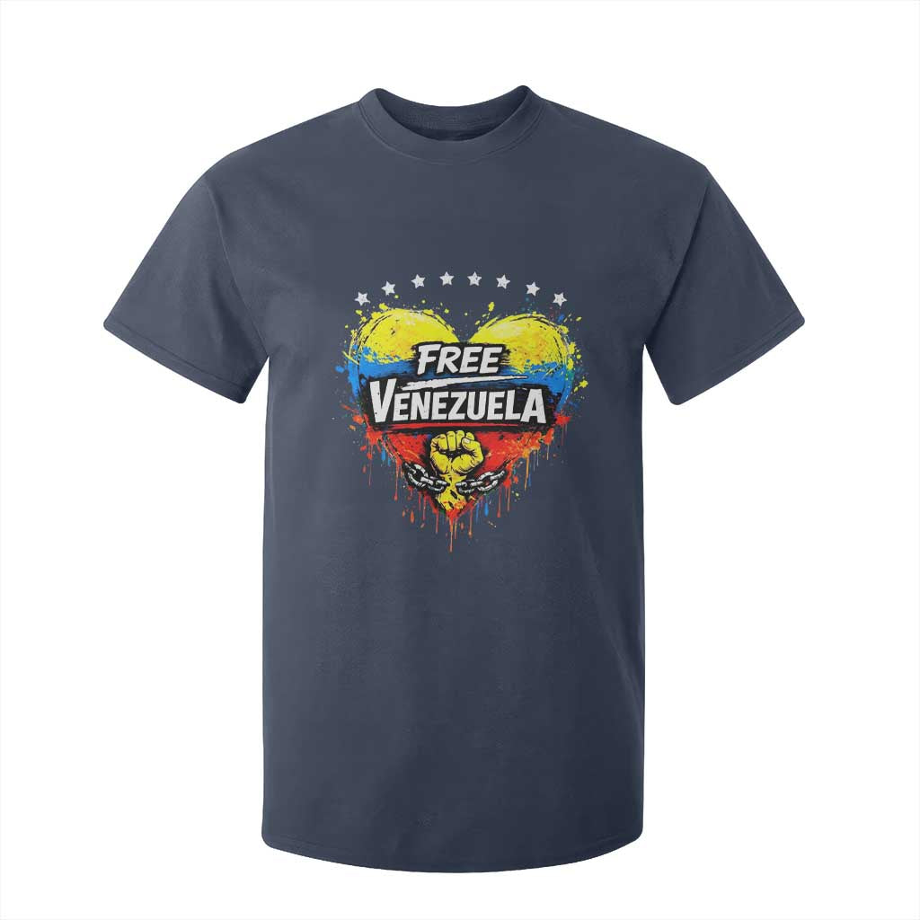 Free Venezuela T Shirt For Kid Freedom Venezuelan Flag Hand Fist Graphic TS11 Navy Print Your Wear