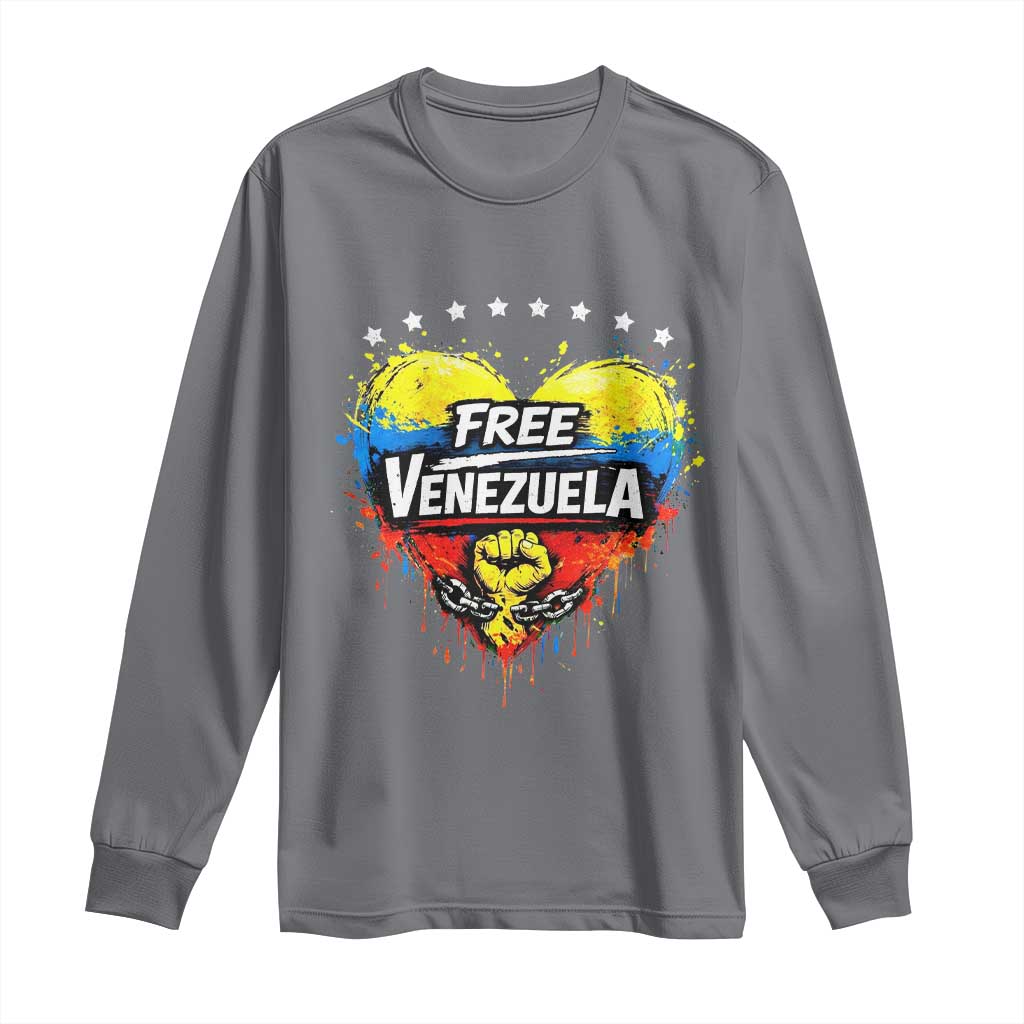 Free Venezuela Long Sleeve Shirt Freedom Venezuelan Flag Hand Fist Graphic TS11 Charcoal Print Your Wear