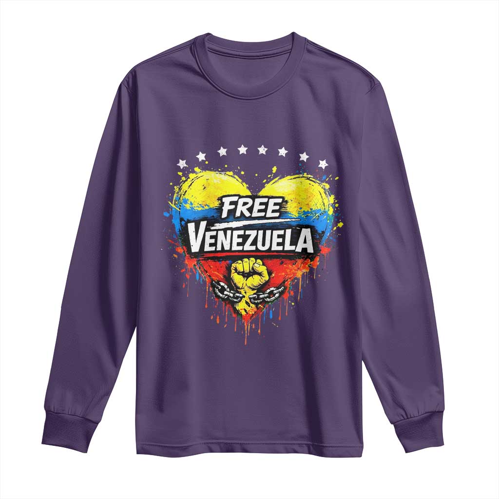 Free Venezuela Long Sleeve Shirt Freedom Venezuelan Flag Hand Fist Graphic TS11 Purple Print Your Wear
