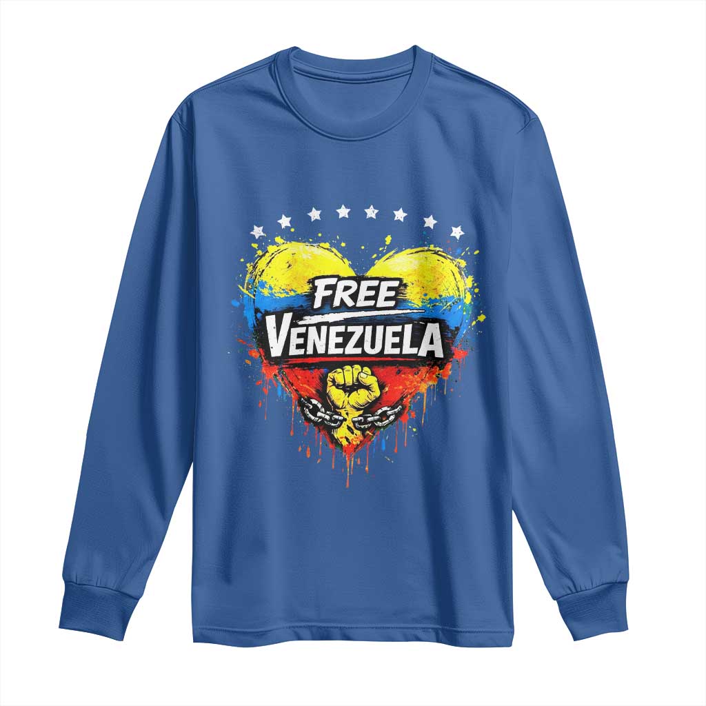 Free Venezuela Long Sleeve Shirt Freedom Venezuelan Flag Hand Fist Graphic TS11 Royal Blue Print Your Wear