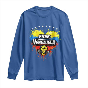 Free Venezuela Long Sleeve Shirt Freedom Venezuelan Flag Hand Fist Graphic TS11 Royal Blue Print Your Wear