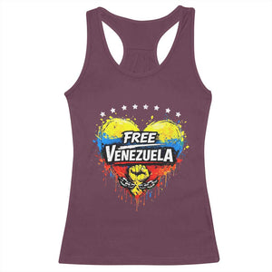 Free Venezuela Racerback Tank Top Freedom Venezuelan Flag Hand Fist Graphic TS11 Maroon Print Your Wear