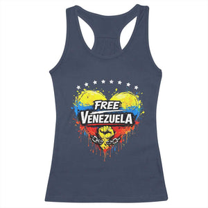 Free Venezuela Racerback Tank Top Freedom Venezuelan Flag Hand Fist Graphic TS11 Navy Print Your Wear