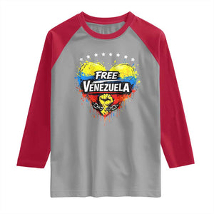 Free Venezuela Raglan Shirt Freedom Venezuelan Flag Hand Fist Graphic TS11 Sport Gray Red Print Your Wear