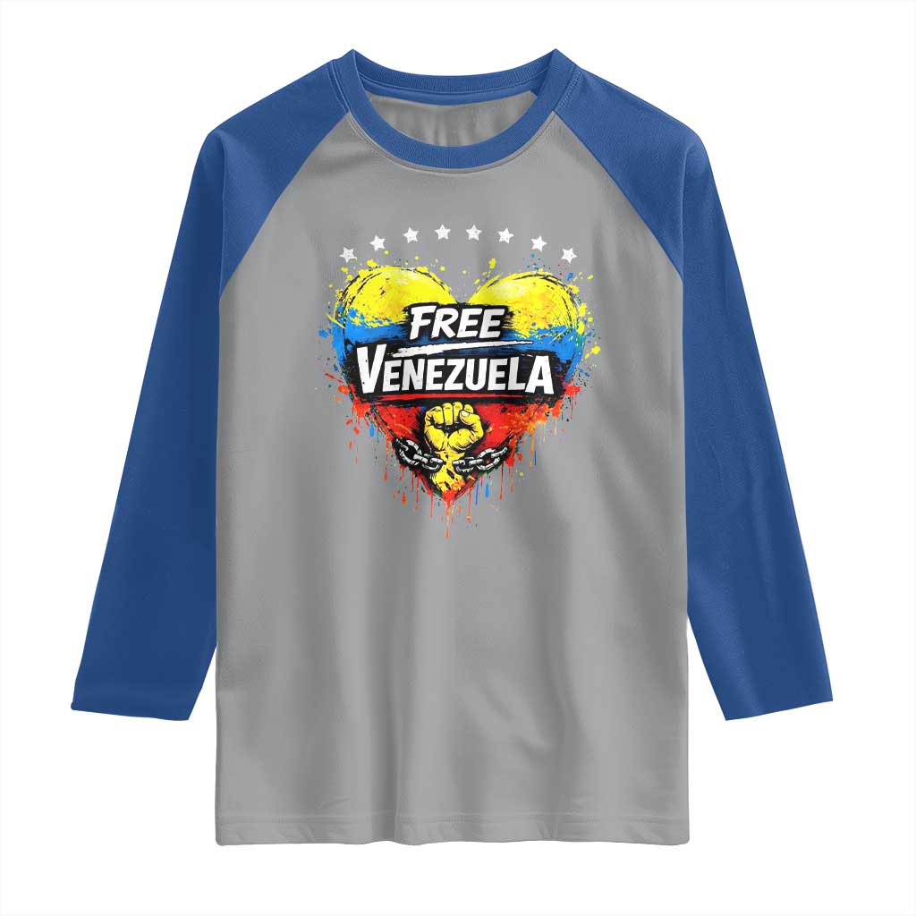 Free Venezuela Raglan Shirt Freedom Venezuelan Flag Hand Fist Graphic TS11 Sport Gray Royal Print Your Wear