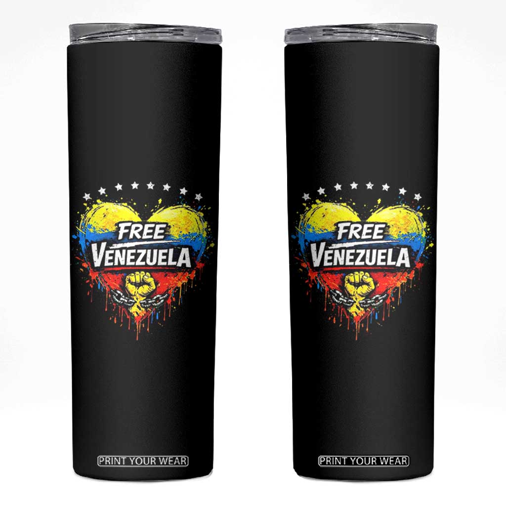 Free Venezuela Skinny Tumbler Freedom Venezuelan Flag Hand Fist Graphic TS11 Black Print Your Wear