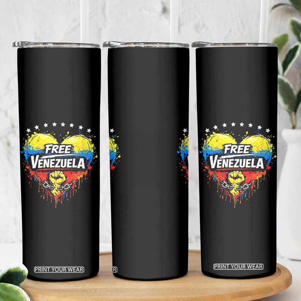 Free Venezuela Skinny Tumbler Freedom Venezuelan Flag Hand Fist Graphic TS11 Print Your Wear