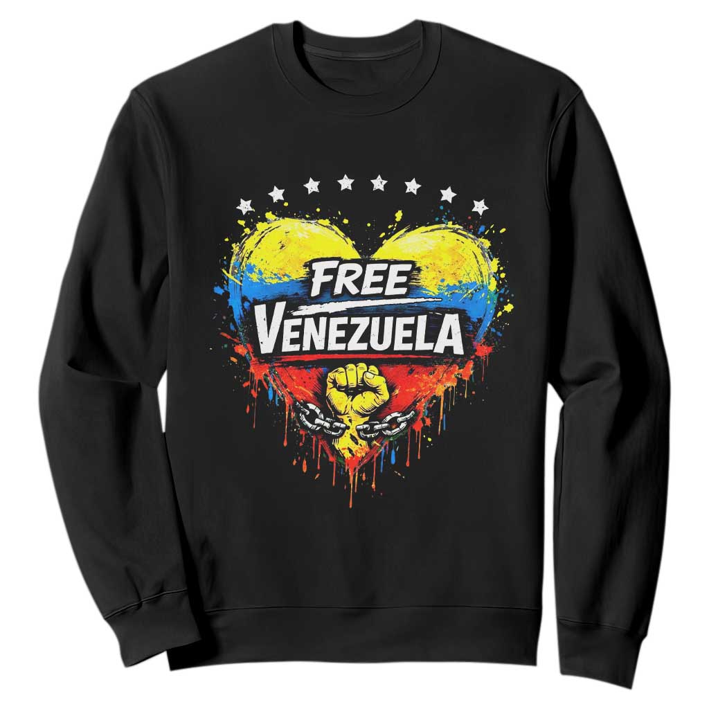Free Venezuela Sweatshirt Freedom Venezuelan Flag Hand Fist Graphic TS11 Black Print Your Wear
