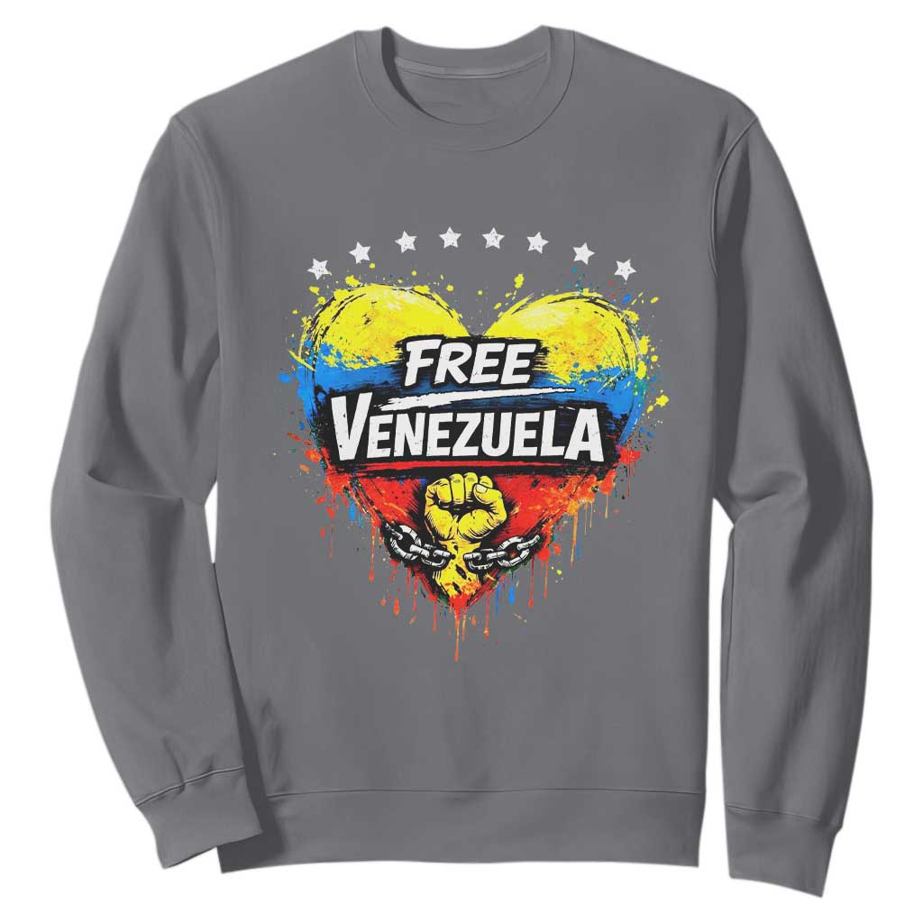 Free Venezuela Sweatshirt Freedom Venezuelan Flag Hand Fist Graphic TS11 Charcoal Print Your Wear