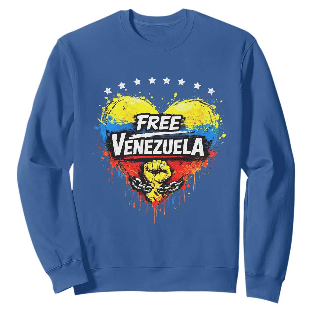 Free Venezuela Sweatshirt Freedom Venezuelan Flag Hand Fist Graphic TS11 Royal Blue Print Your Wear