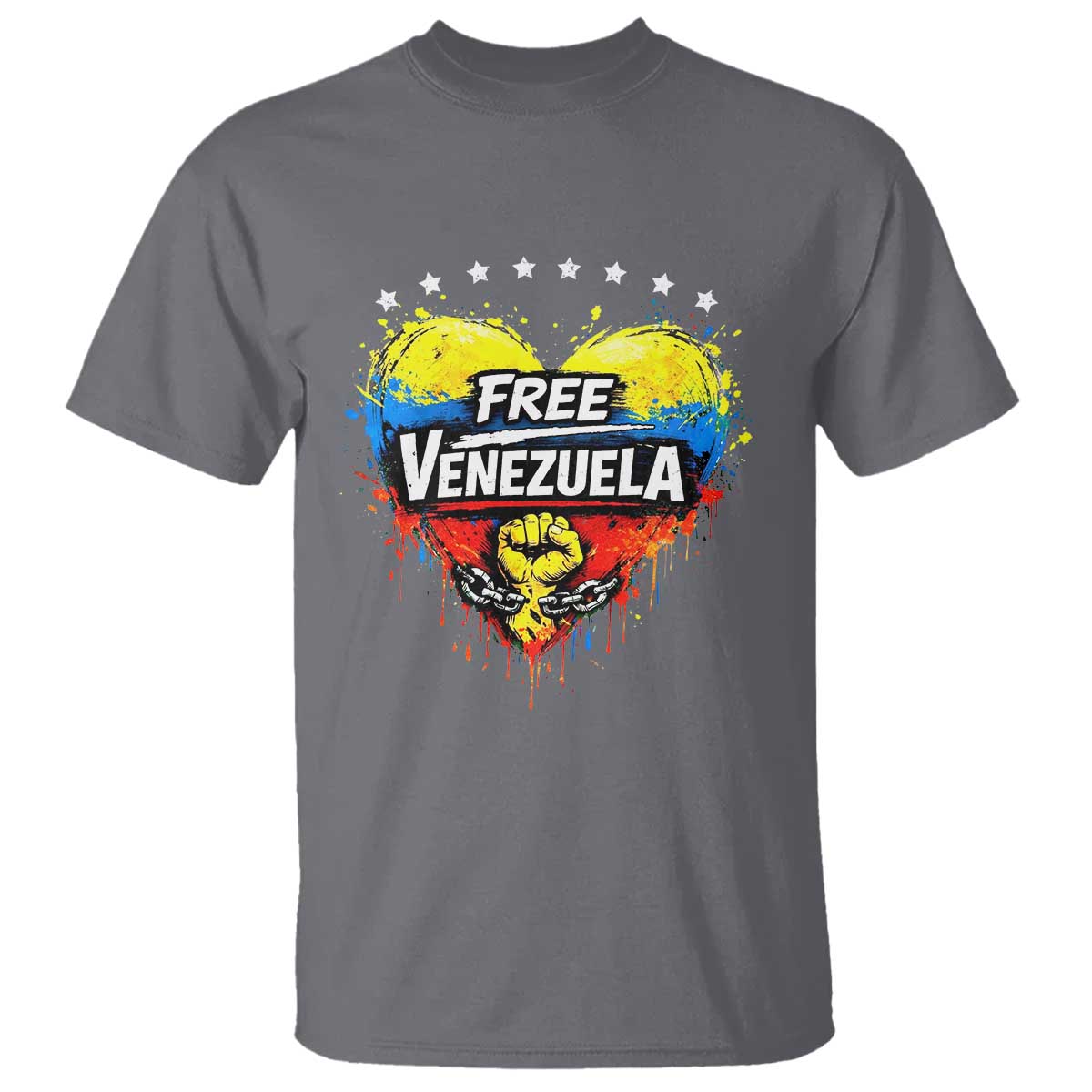 Free Venezuela T Shirt Freedom Venezuelan Flag Hand Fist Graphic TS11 Charcoal Print Your Wear