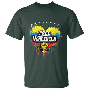 Free Venezuela T Shirt Freedom Venezuelan Flag Hand Fist Graphic TS11 Dark Forest Green Print Your Wear