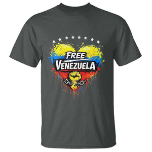 Free Venezuela T Shirt Freedom Venezuelan Flag Hand Fist Graphic TS11 Dark Heather Print Your Wear