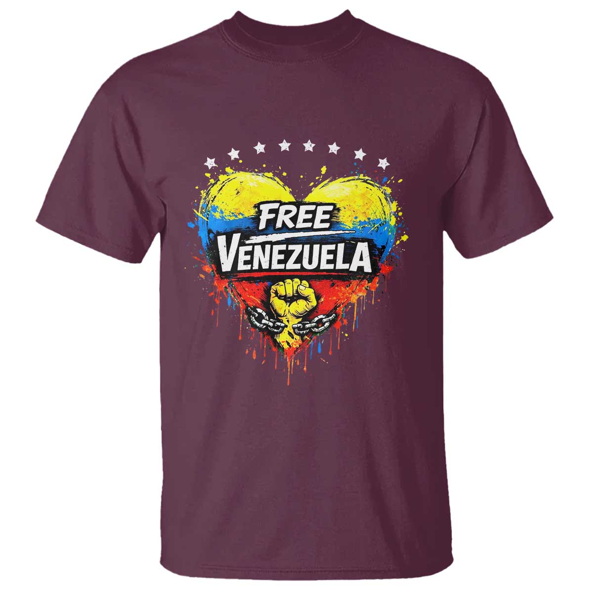 Free Venezuela T Shirt Freedom Venezuelan Flag Hand Fist Graphic TS11 Maroon Print Your Wear