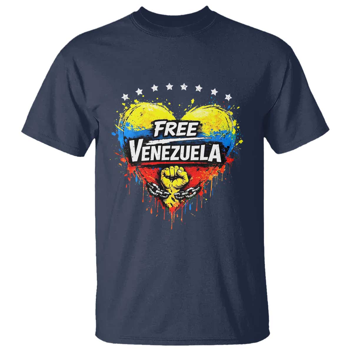 Free Venezuela T Shirt Freedom Venezuelan Flag Hand Fist Graphic TS11 Navy Print Your Wear