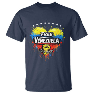 Free Venezuela T Shirt Freedom Venezuelan Flag Hand Fist Graphic TS11 Navy Print Your Wear