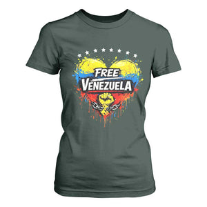 Free Venezuela T Shirt For Women Freedom Venezuelan Flag Hand Fist Graphic TS11 Dark Forest Green Print Your Wear