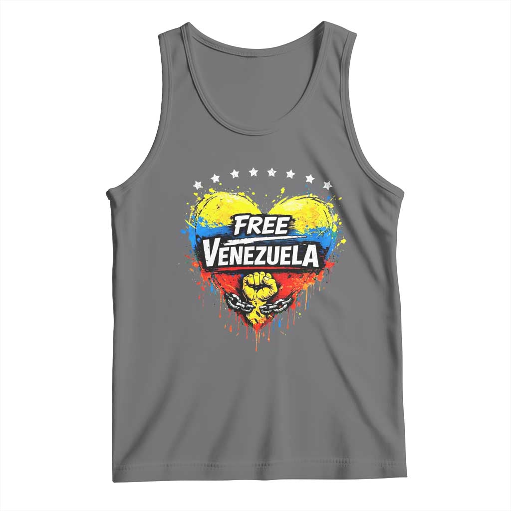 Free Venezuela Tank Top Freedom Venezuelan Flag Hand Fist Graphic TS11 Black Heather Print Your Wear
