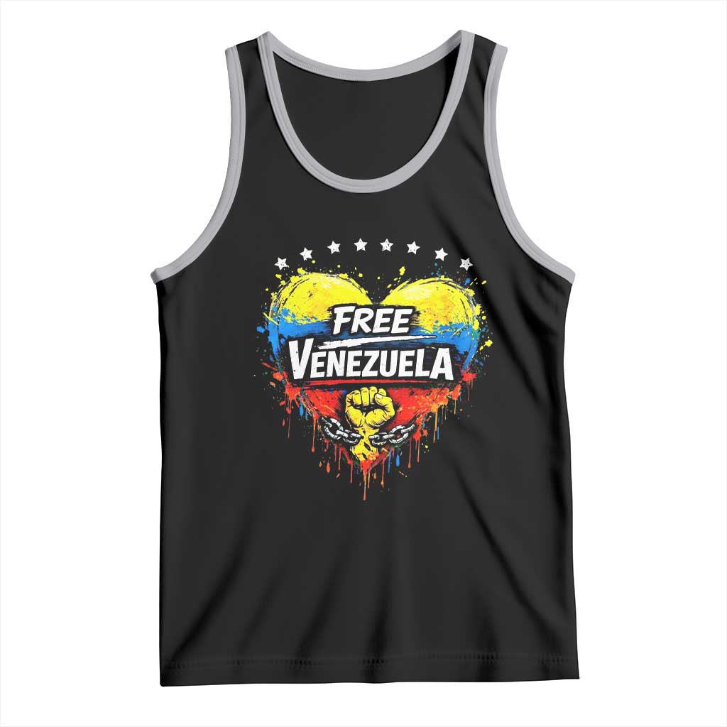 Free Venezuela Tank Top Freedom Venezuelan Flag Hand Fist Graphic TS11 Black Athletic Heather Print Your Wear