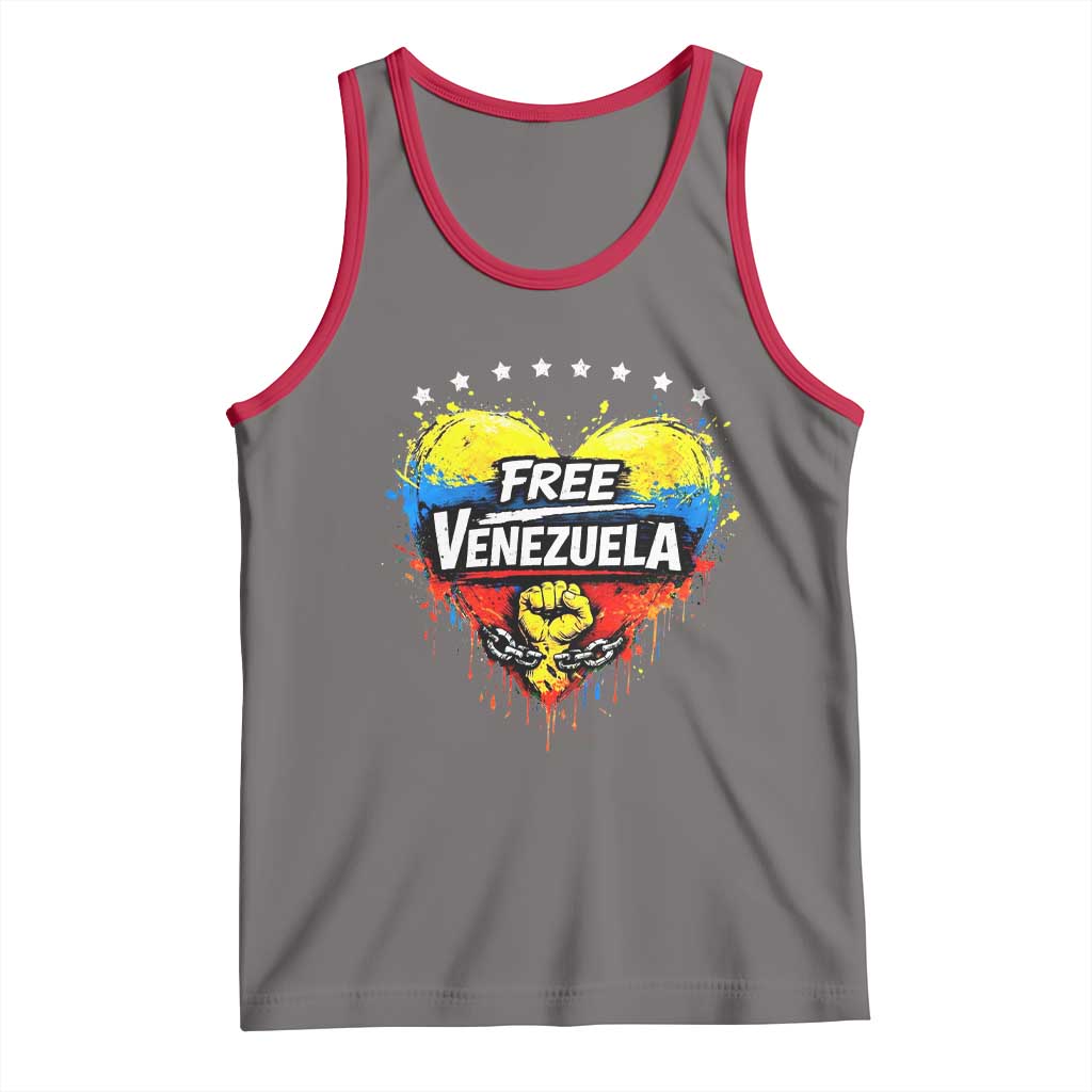 Free Venezuela Tank Top Freedom Venezuelan Flag Hand Fist Graphic TS11 Deep Heather Red Print Your Wear