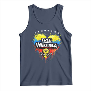 Free Venezuela Tank Top Freedom Venezuelan Flag Hand Fist Graphic TS11 Navy Print Your Wear