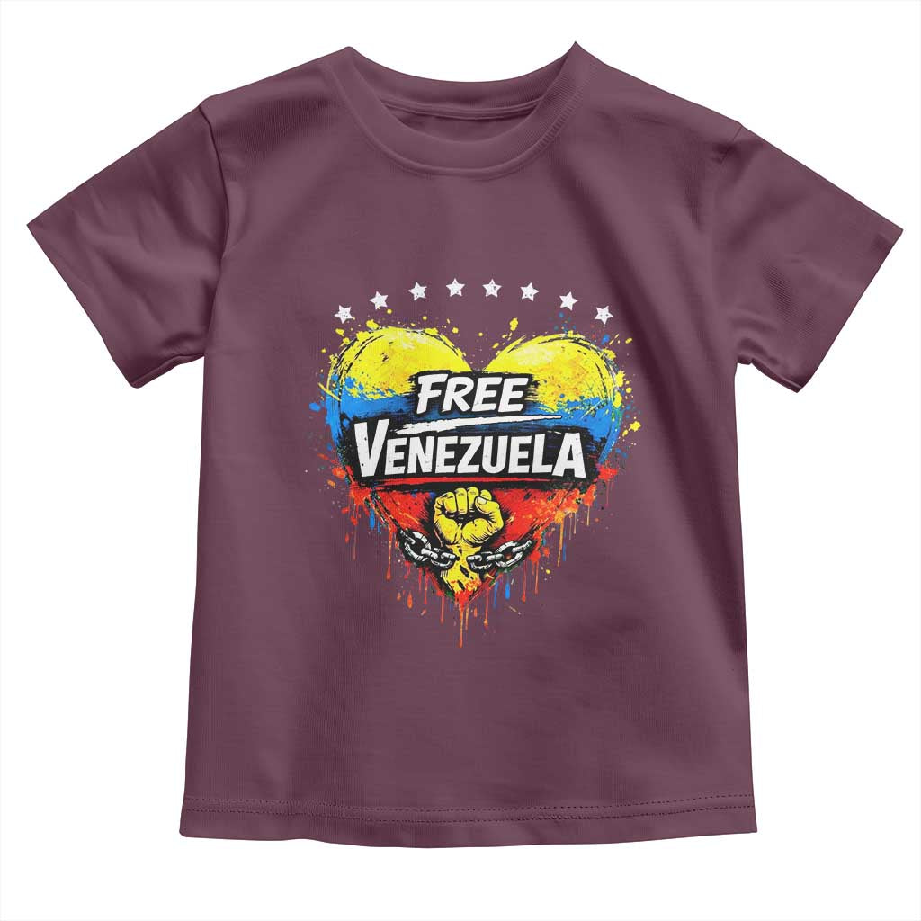 Free Venezuela Toddler T Shirt Freedom Venezuelan Flag Hand Fist Graphic TS11 Maroon Print Your Wear