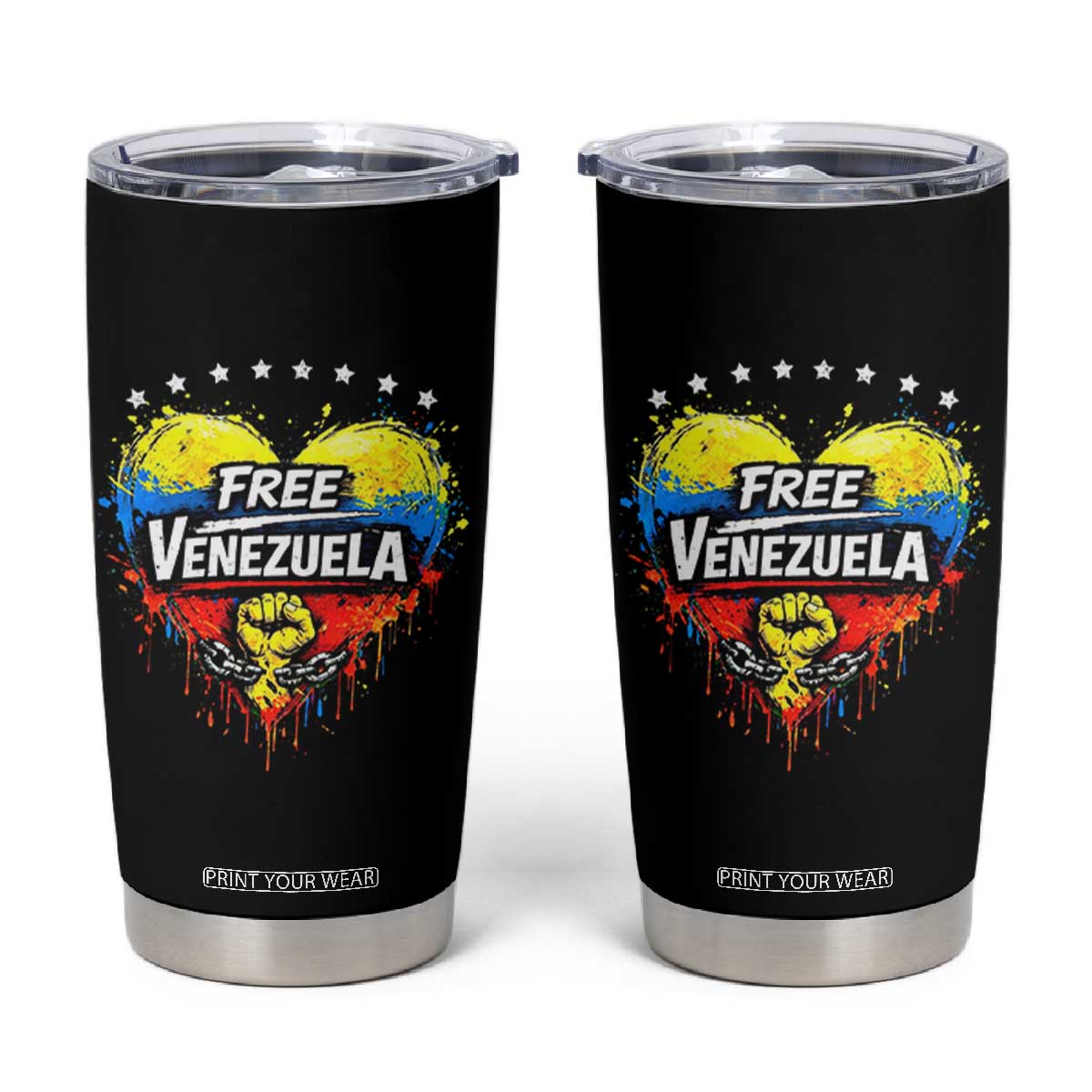Free Venezuela Tumbler Cup Freedom Venezuelan Flag Hand Fist Graphic TS11 Black Print Your Wear