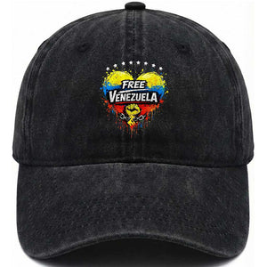 Free Venezuela Washed Cotton Baseball Cap Freedom Venezuelan Flag Hand Fist Graphic TS11 Print Your Wear
