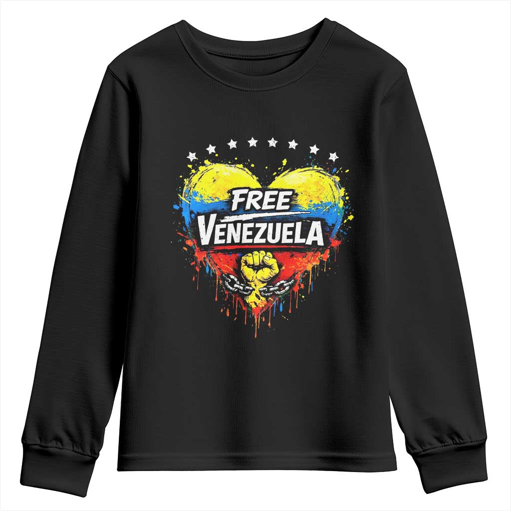 Free Venezuela Youth Sweatshirt Freedom Venezuelan Flag Hand Fist Graphic TS11 Black Print Your Wear