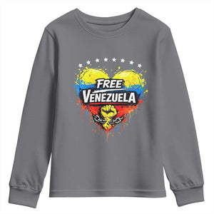 Free Venezuela Youth Sweatshirt Freedom Venezuelan Flag Hand Fist Graphic TS11 Charcoal Print Your Wear