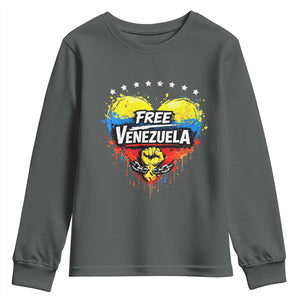 Free Venezuela Youth Sweatshirt Freedom Venezuelan Flag Hand Fist Graphic TS11 Dark Heather Print Your Wear