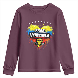 Free Venezuela Youth Sweatshirt Freedom Venezuelan Flag Hand Fist Graphic TS11 Maroon Print Your Wear