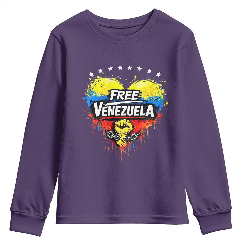 Free Venezuela Youth Sweatshirt Freedom Venezuelan Flag Hand Fist Graphic TS11 Purple Print Your Wear