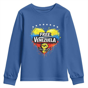 Free Venezuela Youth Sweatshirt Freedom Venezuelan Flag Hand Fist Graphic TS11 Royal Blue Print Your Wear