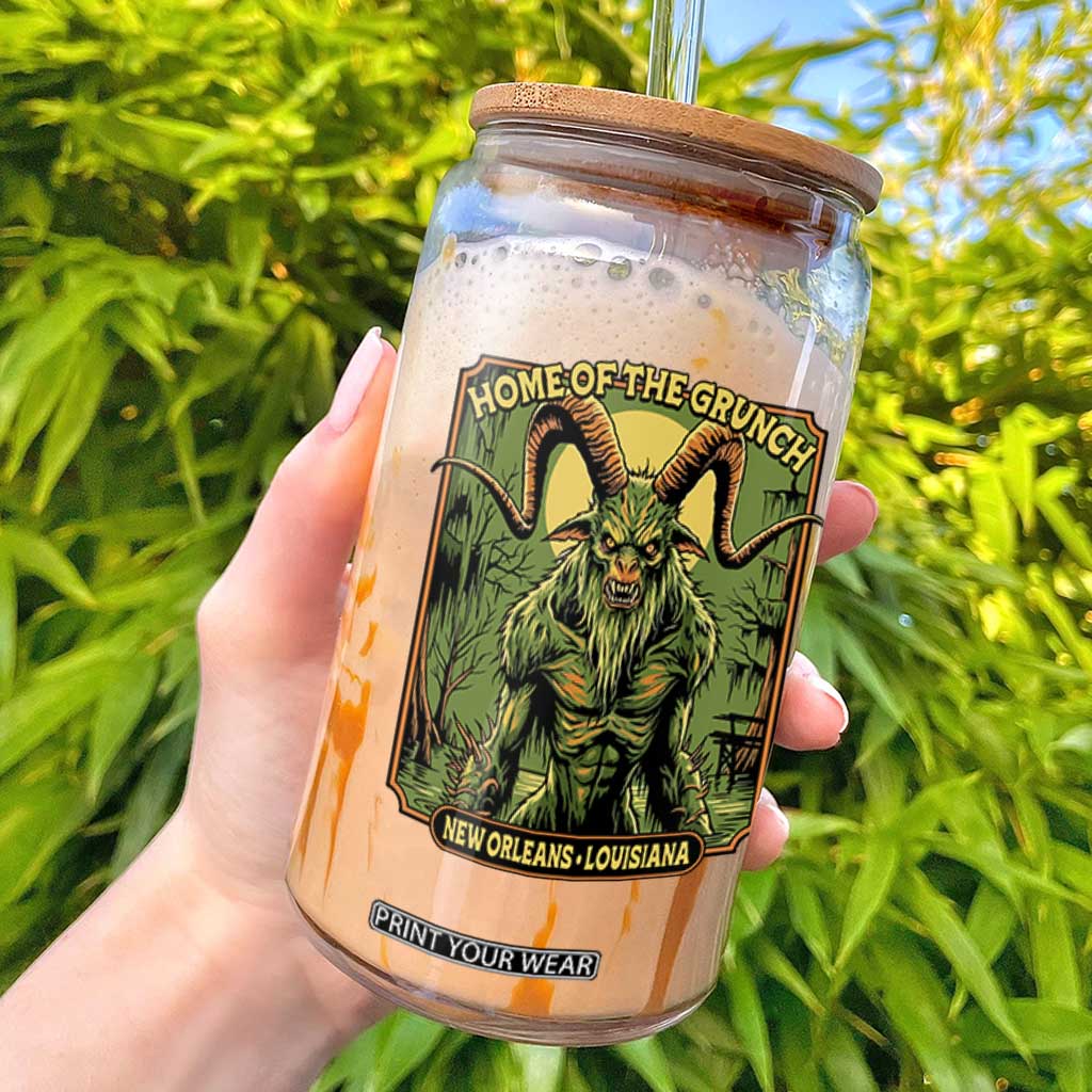 Grunch Road Monster Glass Can Home Of The Grunch Nola Louisiana TS11 Black Print Your Wear
