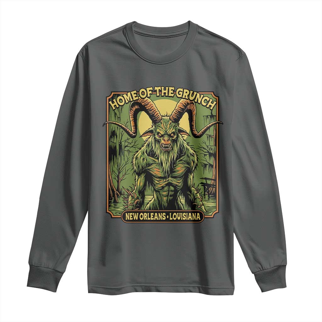 Grunch Road Monster Long Sleeve Shirt Home Of The Grunch Nola Louisiana TS11 Dark Heather Print Your Wear