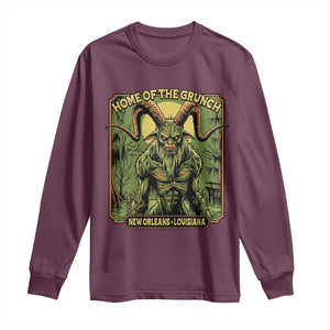 Grunch Road Monster Long Sleeve Shirt Home Of The Grunch Nola Louisiana TS11 Maroon Print Your Wear