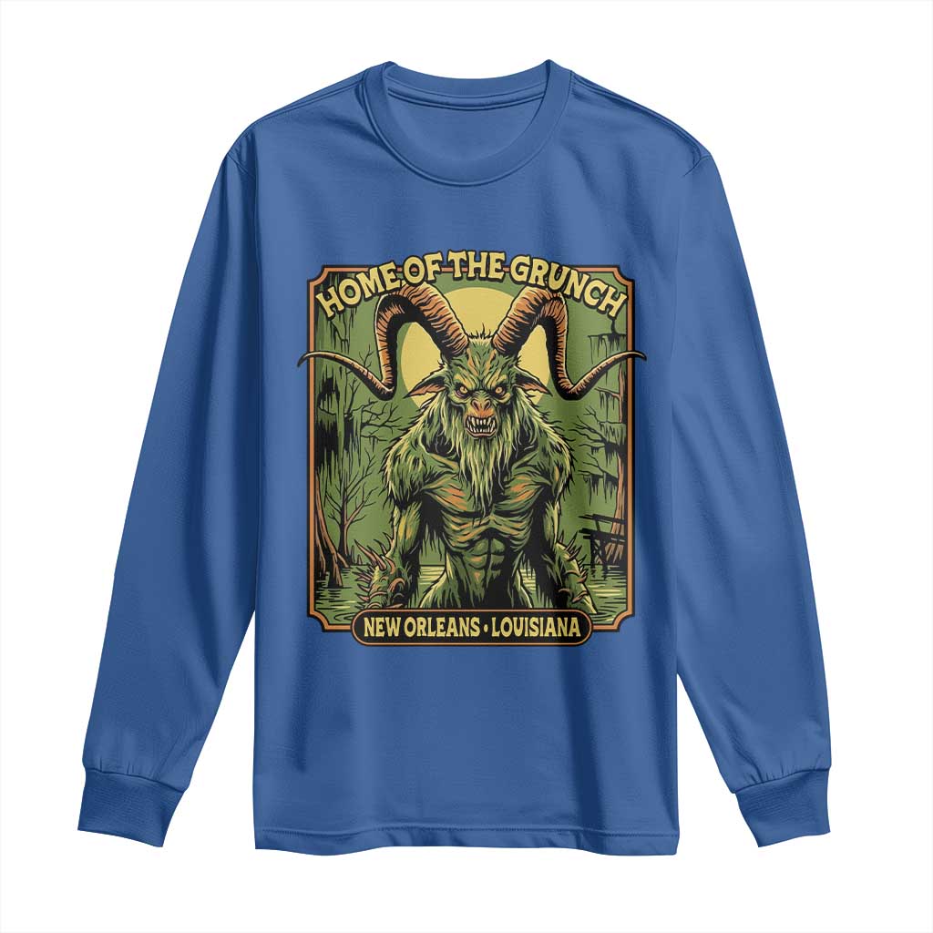 Grunch Road Monster Long Sleeve Shirt Home Of The Grunch Nola Louisiana TS11 Royal Blue Print Your Wear