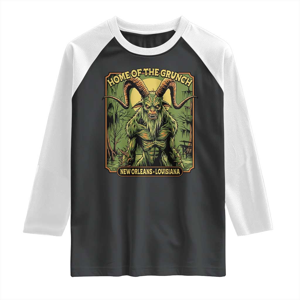 Grunch Road Monster Raglan Shirt Home Of The Grunch Nola Louisiana TS11 Black White Print Your Wear