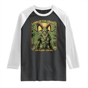 Grunch Road Monster Raglan Shirt Home Of The Grunch Nola Louisiana TS11 Black White Print Your Wear