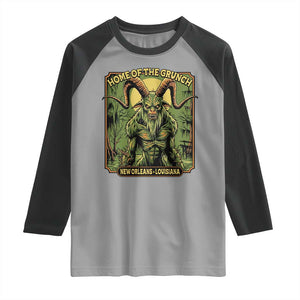 Grunch Road Monster Raglan Shirt Home Of The Grunch Nola Louisiana TS11 Sport Gray Black Print Your Wear