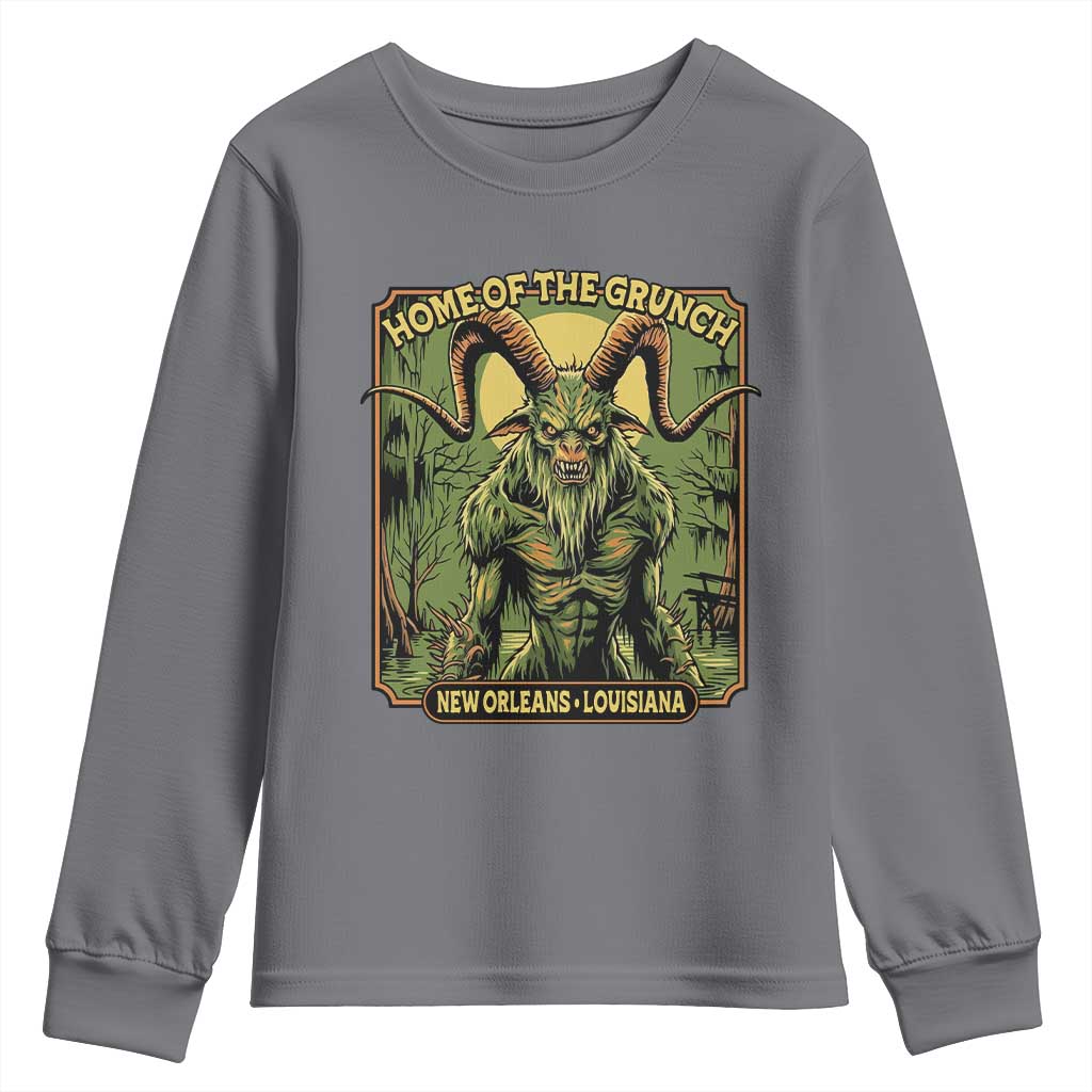 Grunch Road Monster Youth Sweatshirt Home Of The Grunch Nola Louisiana TS11 Charcoal Print Your Wear
