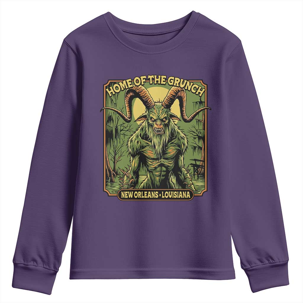 Grunch Road Monster Youth Sweatshirt Home Of The Grunch Nola Louisiana TS11 Purple Print Your Wear