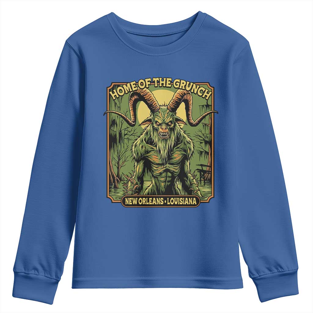 Grunch Road Monster Youth Sweatshirt Home Of The Grunch Nola Louisiana TS11 Royal Blue Print Your Wear