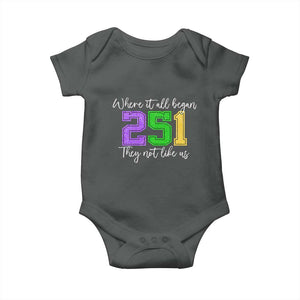 251 Mardi Gras Mobile Alabama Baby Onesie Where It All Began Fat Tuesday Carnival Glitter Print TS11 Dark Heather Print Your Wear