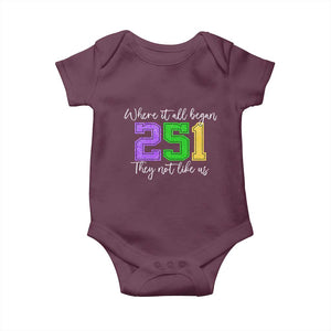 251 Mardi Gras Mobile Alabama Baby Onesie Where It All Began Fat Tuesday Carnival Glitter Print TS11 Maroon Print Your Wear