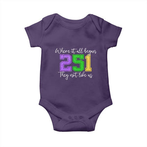 251 Mardi Gras Mobile Alabama Baby Onesie Where It All Began Fat Tuesday Carnival Glitter Print TS11 Purple Print Your Wear