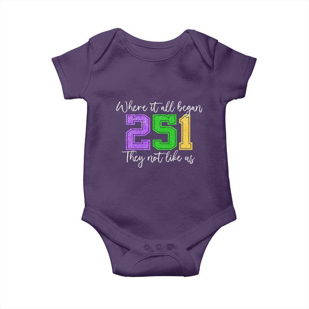 251 Mardi Gras Mobile Alabama Baby Onesie Where It All Began Fat Tuesday Carnival Glitter Print TS11 Purple Print Your Wear