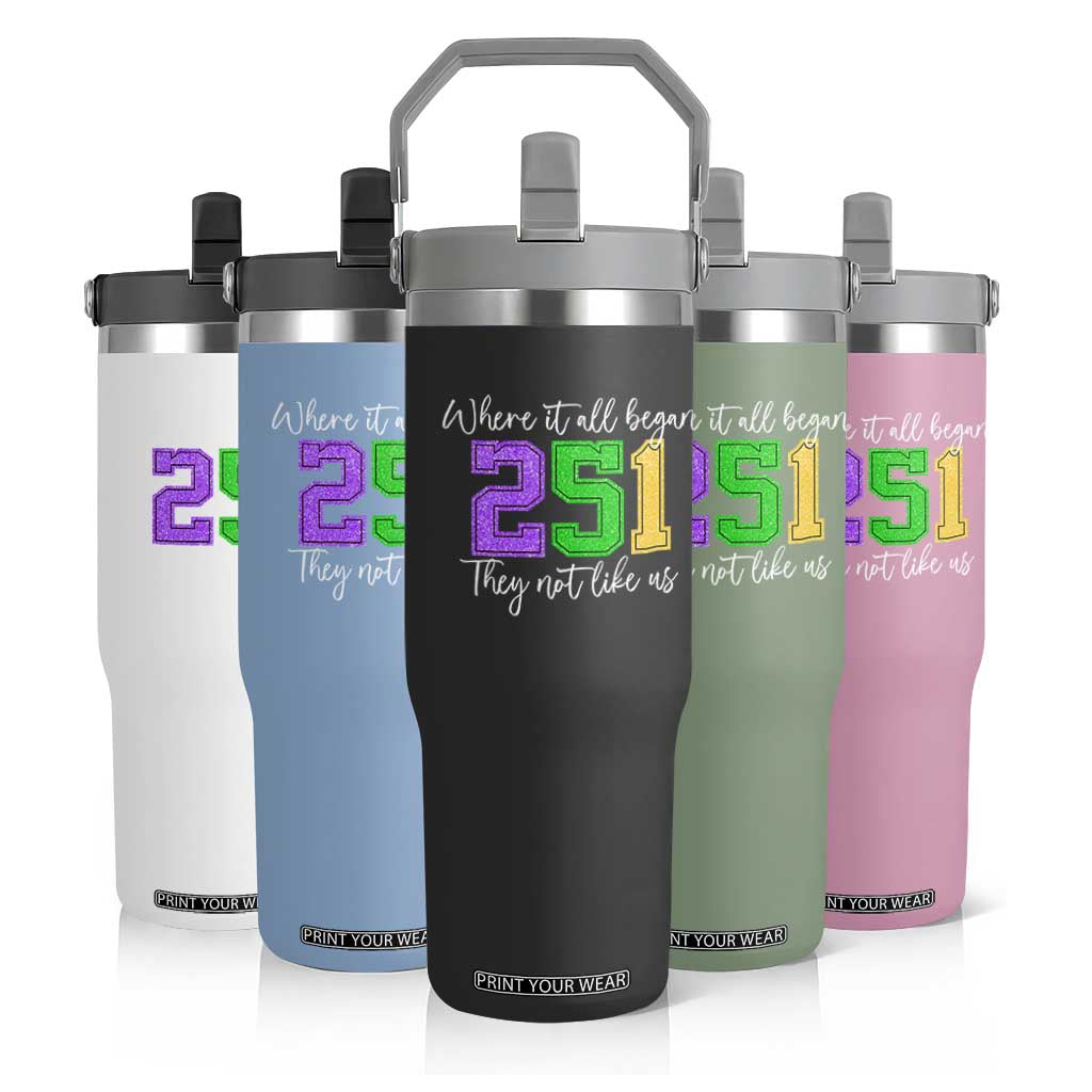 251 Mardi Gras Mobile Alabama Flip Straw Tumbler Where It All Began Fat Tuesday Carnival Glitter Print TS11 Print Your Wear